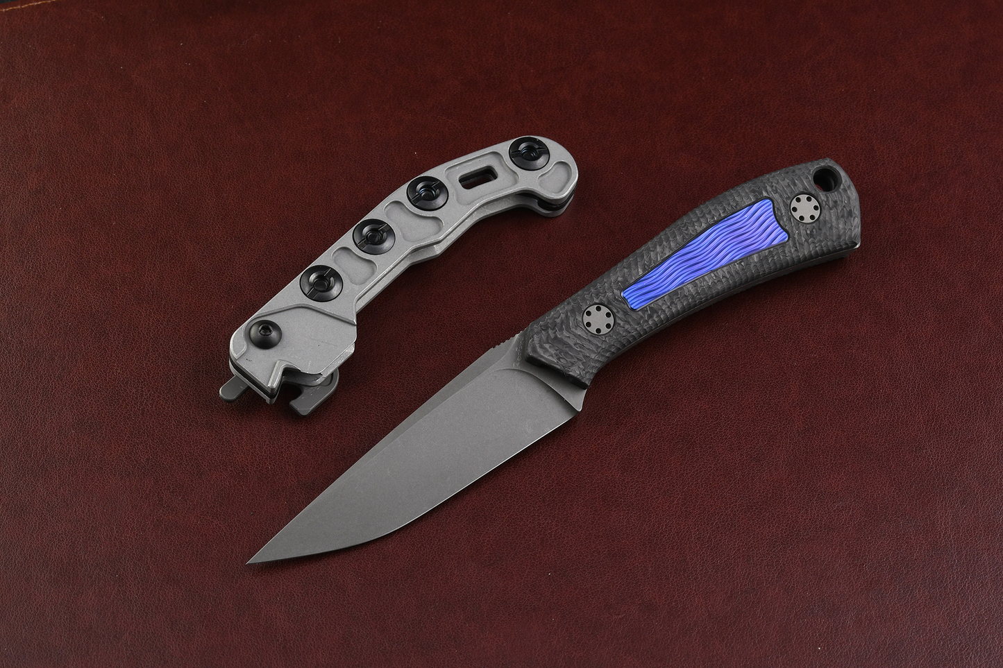 Mini Massless Technocarbo CF scales, Wave pattern anodized Titanium inlay, with Theta Sheath