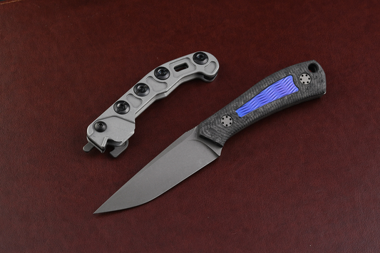 Mini Massless Technocarbo CF scales, Wave pattern anodized Titanium inlay, with Theta Sheath